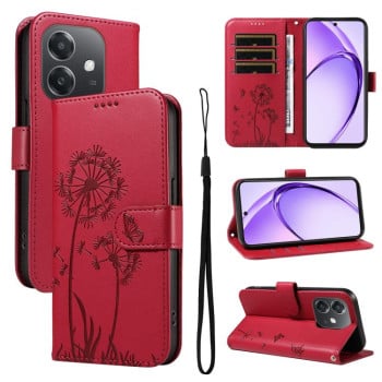 Чохол-книжка з тисненням Dandelion та магнітним хлястиком на OPPO A5X 5G Global - червоний