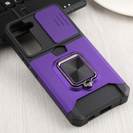 Противоударный чехол Sliding Camera Design для Samsung Galaxy S22 5G - фиолетовый