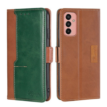 Чехол-книжка с магнитной застежкой и контрастной отделкой на Samsung Galaxy M13 - зеленый