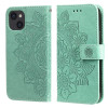 Чехол-книжка Flowers Embossing Pattern для iPhone 14/13 - зеленый