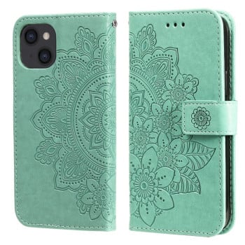 Чохол-книжка Flowers Embossing Pattern для iPhone 14/13 - зелений