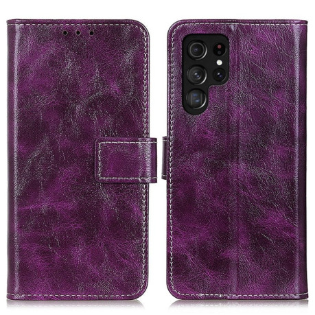 Чехол-книжка Magnetic Retro Crazy Horse Texture на Samsung Galaxy S25 Ultra 5G - фиолетовый