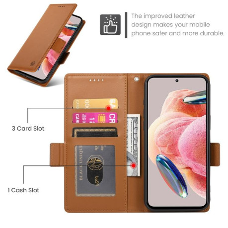 Чохол-книжка Side Buckle Magnetic Frosted Leather на OPPO Reno15 F 5G — коричневий