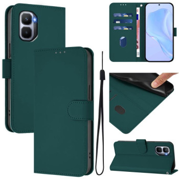 Чехол-книжка с мягким покрытием (Skin Feel) со шнурком на Infinix GT 50 Pro 5G — тёмно-зелёный