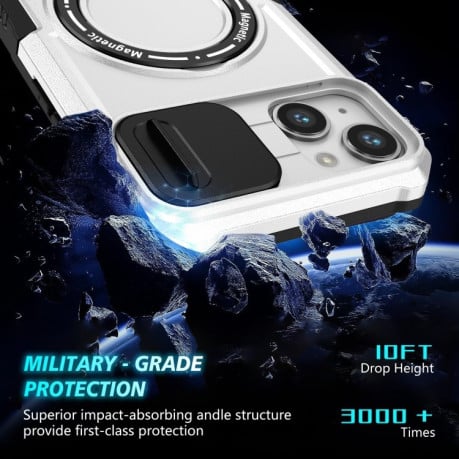 Чохол протиударний Sliding Camshield Magsafe Holder для iPhone 15 - чорно-білий