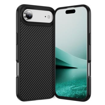 Ударозащитный чехол Carbon Fiber Texture Skin-feel Acrylic TPU на iPhone Air - черный