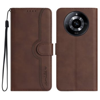 Чехол-книжка в стиле Retro мягкое покрытие Skin Feel серия Amile на Realme 11 - коричневый