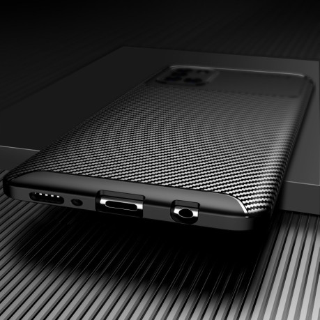 Чехол Carbon Fiber Texture на Samsung Galaxy A31 - черный (без защиты камеры)