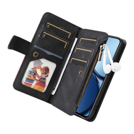 Чехол-книжка Dual-color 9 Card Slots Zipper Wallet Leather для Realme C63 / C61 / Note 60 - черный