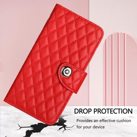 Чохол-книжка Rhombic Texture Flip Leather для OnePlus 13R/Ace 5/Ace 5 Pro - червоний