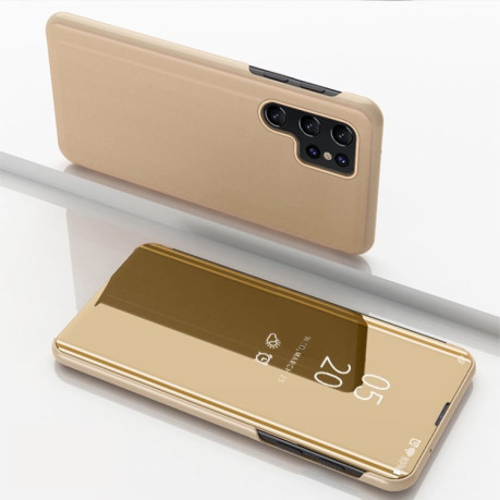 Чехол книжка Clear View на Samsung Galaxy S25 Ultra 5G - золотой