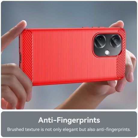 Протиударний чохол Brushed Texture Carbon Fiber на OnePlus Nord CE3 5G - червоний