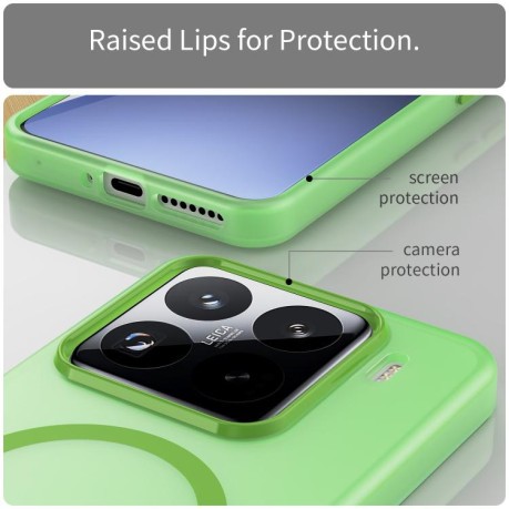 Протиударний чохол MagSafe Frosted Translucent TPU + PC для Xiaomi 15 Pro - зелений