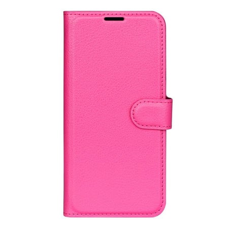 Чехол-книжка с фактурой Litchi и магнитным хлястиком на Xiaomi 15T Pro - пурпурно-красный