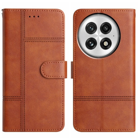 Чохол-книжка Cowhide Texture Stitching Leather на OnePlus 13 - коричневий