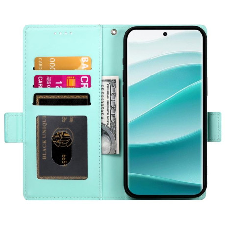 Чехол-книжка Side Buckle Magnetic Frosted Leather для Xiaomi Redmi Note 14 Pro 4G - зеленый