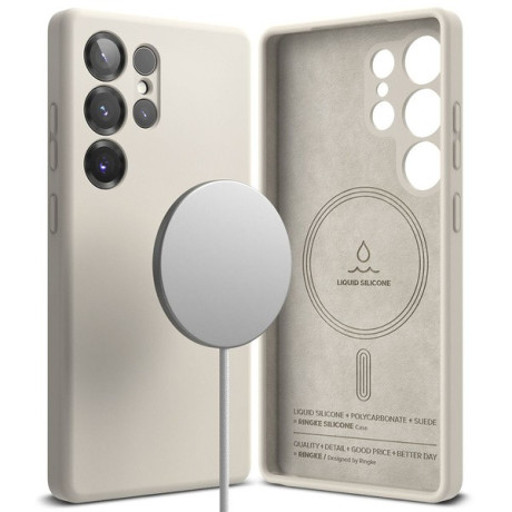 Оригінальний чохол Ringke Silicone MagSafe для Samsung Galaxy S25 Ultra - Beige