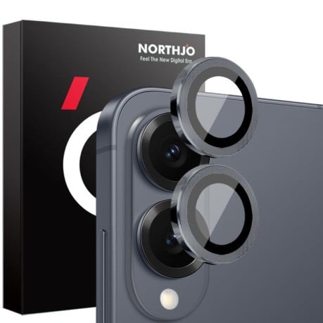 Захисне скло на камеру NORTHJO Camera Lens Protector CD Metal Ring на Samsung Galaxy S25 Edge 5G - чорне