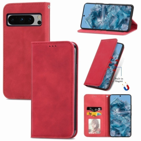 Чехол-книжка Retro Skin Feel Business Magnetic для Google Pixel 8a - красный