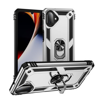 Чохол HMC з поворотним 360 тримачем на Samsung Galaxy A07 4G - сріблястий