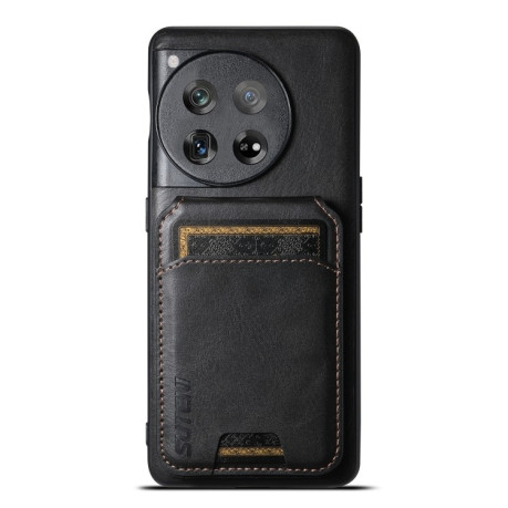 Противоударный чехол Suteni H02 Leather Wallet Stand для OnePlus 12 - черный