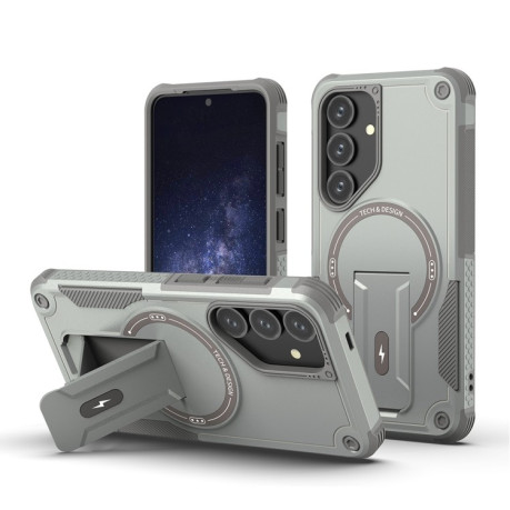 Противоударный чехол MagSafe Holder Armor PC Hybrid для Samsung Galaxy S24+ 5G / S25+ 5G - серый