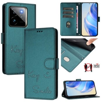 Чехол-книжка Embossing Stripe RFID для Realme GT 7 Pro 5G Global - Peacock Green