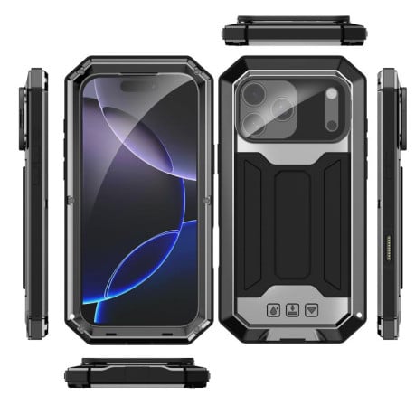Протиударний чохол R-JUST захист камери + підставка на iPhone 17 Pro Max - чорний