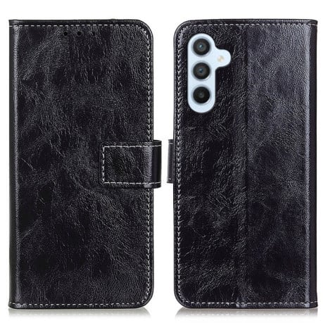 Чохол-книжка Magnetic Retro Crazy Horse Texture для Samsung Galaxy S24 FE 5G - чорний