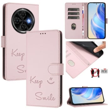 Чехол-книжка Embossing Stripe RFID на Tecno Spark 30C — розовый