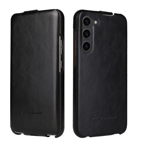 Кожаный флип-чехол Fierre Shann 64 на Samsung Galaxy S24+ 5G - черный