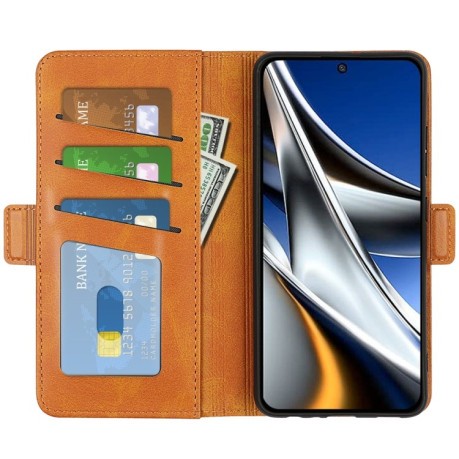 Чехол-книжка Dual-side Magnetic Buckle для Xiaomi Poco X4 Pro 5G - желтый