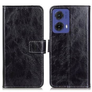 Чехол-книжка Magnetic Retro Crazy Horse Texture на Motorola Moto G85 - черный