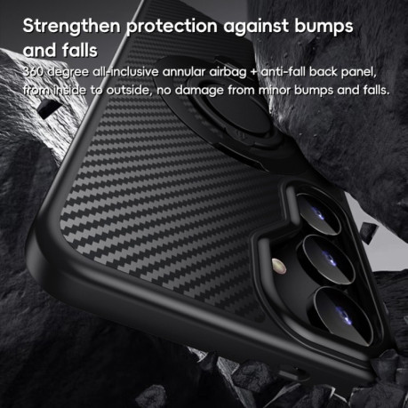 Протиударний чохол Carbon Fiber MagSafe 360 Degree Rotating Holder  для Samsung Galaxy S25+ 5G - чорний