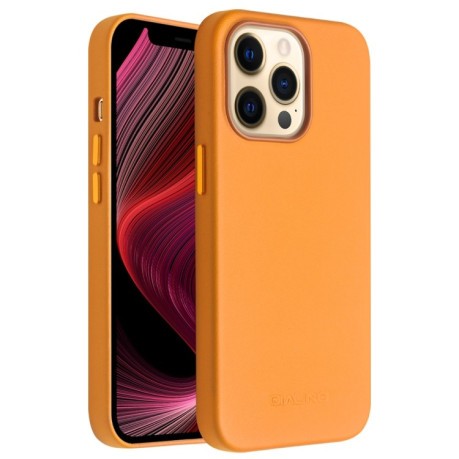 Шкіряний чохол QIALINO Nappa Leather Case (з MagSafe Support) для iPhone 13 Pro Max - помаранчевий