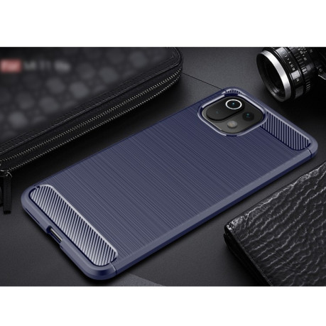 Чохол Brushed Texture Carbon Fiber на Xiaomi Mi 11 Lite/Mi 11 Lite NE - синій