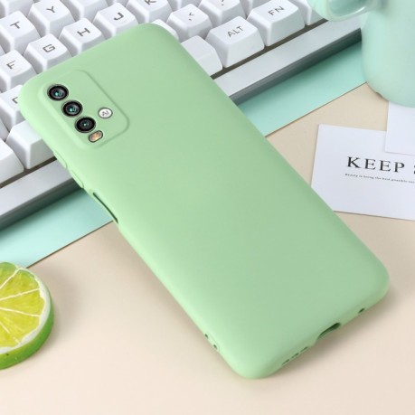 Силиконовый чехол Solid Color Liquid Silicone на Xiaomi Redmi 9T - зеленый
