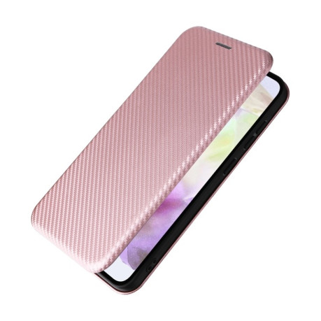 Чехол-книжка Carbon Fiber Texture на Samsung Galaxy A36 - розовый