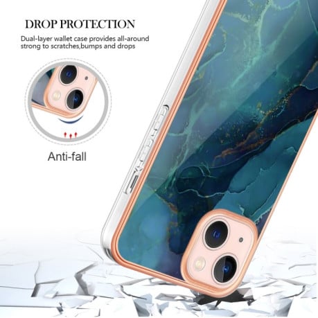 Противоударный чехол Electroplating IMD для iPhone 15 Plus - зеленый