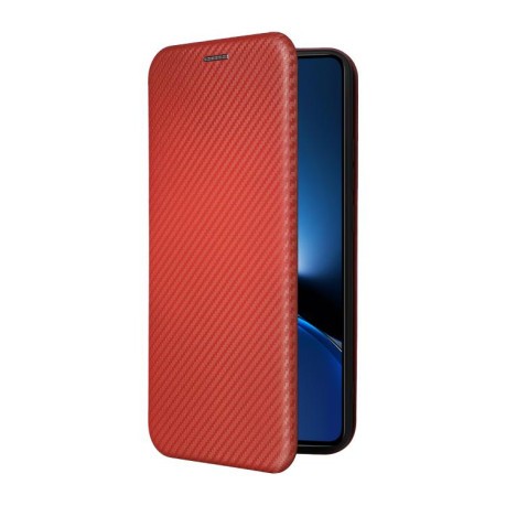 Чохол-книжка Carbon Fiber Texture на Xiaomi Poco X7 Pro / Xiaomi Redmi Turbo 4 - коричневий