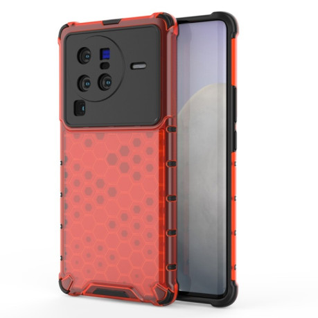 Противоударный чехол Honeycomb на Vivo X80 Pro 5G - красный