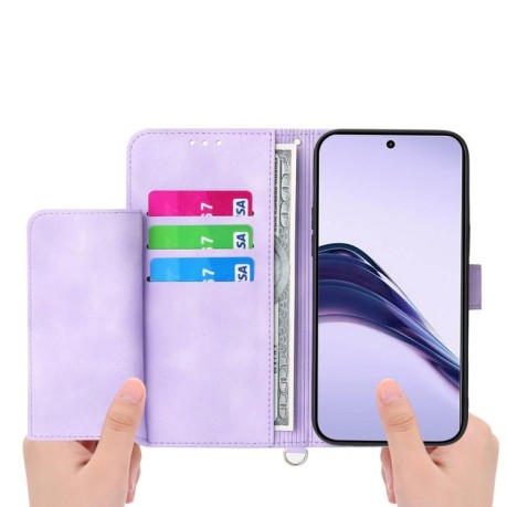Чохол-книжка Skin-feel Flowers Embossed для Realme 14 Pro+ - фіолетовий