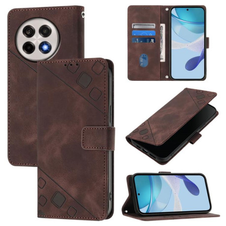 Чохол-книжка Skin-feel Embossed для OnePlus 13R/Ace 5/Ace 5 Pro - коричневий