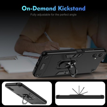 Ударозащитный чехол Metal Ring Holder для Samsung Galaxy A07 4G - черный