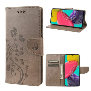 Чехол-книжка Butterfly Flower Pattern для Samsung Galaxy M53 5G - серый