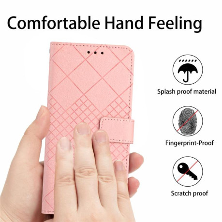 Чехол-книжка Rhombic Grid Texture для Motorola Moto G86 5G - розовый