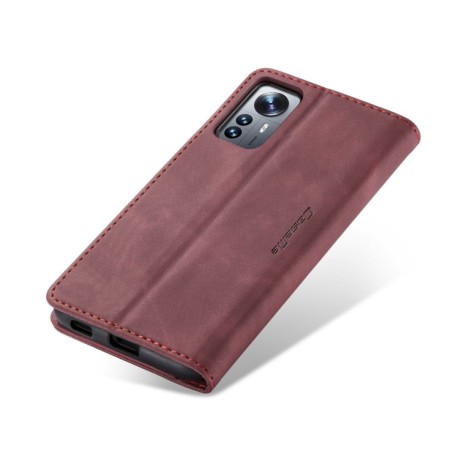 Кожаный чехол CaseMe-013 Multifunctional на Xiaomi 12 Lite - винно-красный
