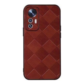 Противоударный чехол Weave Plaid для Xiaomi 12 Lite - коричневый