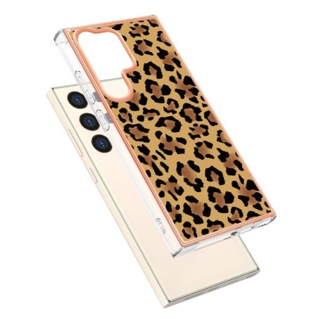 Противоударный чехол Electroplating IMD для Samsung Galaxy S24 Ultra 5G - леопард