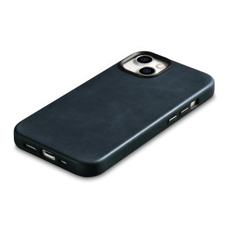 Кожаный чехол iCarer Leather Oil Wax (MagSafe) для iPhone 14/13- Dark Blue (WMI14220701-BU)